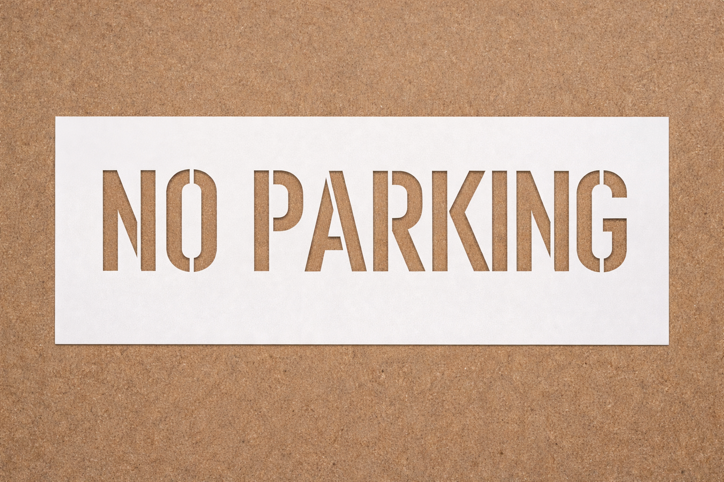 NO PARKING Stencil – 7" x 32" Lettering – 10 mil Mylar – 12" x 36" Sheet