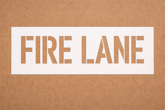 Fire Lane Stencil – 10 Mil Mylar Parking Lot Stencil (12" × 36" Sheet, 8" × 32" Text)