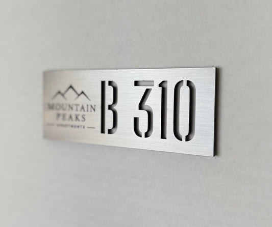 Premium Stainless Steel Room Number Plate with Logo