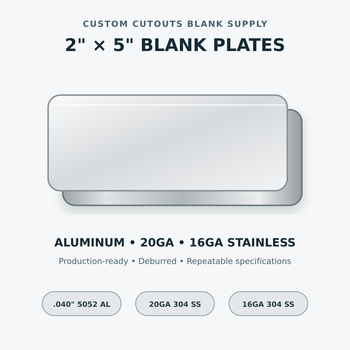 Blank metal plate catalog rendering
