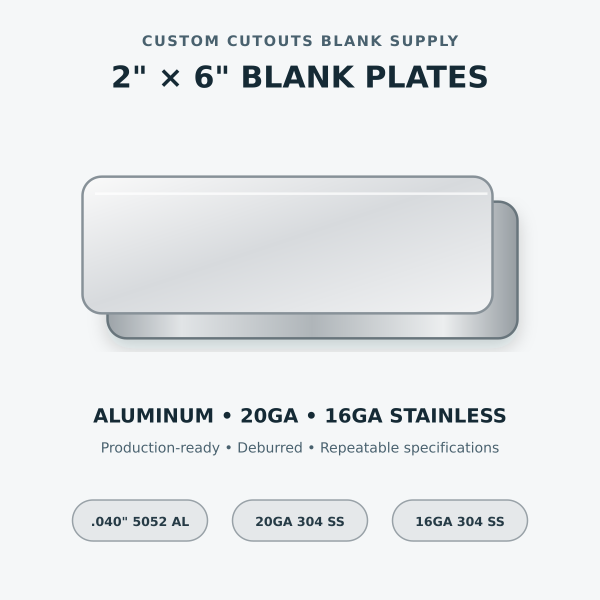 Blank metal plate catalog rendering