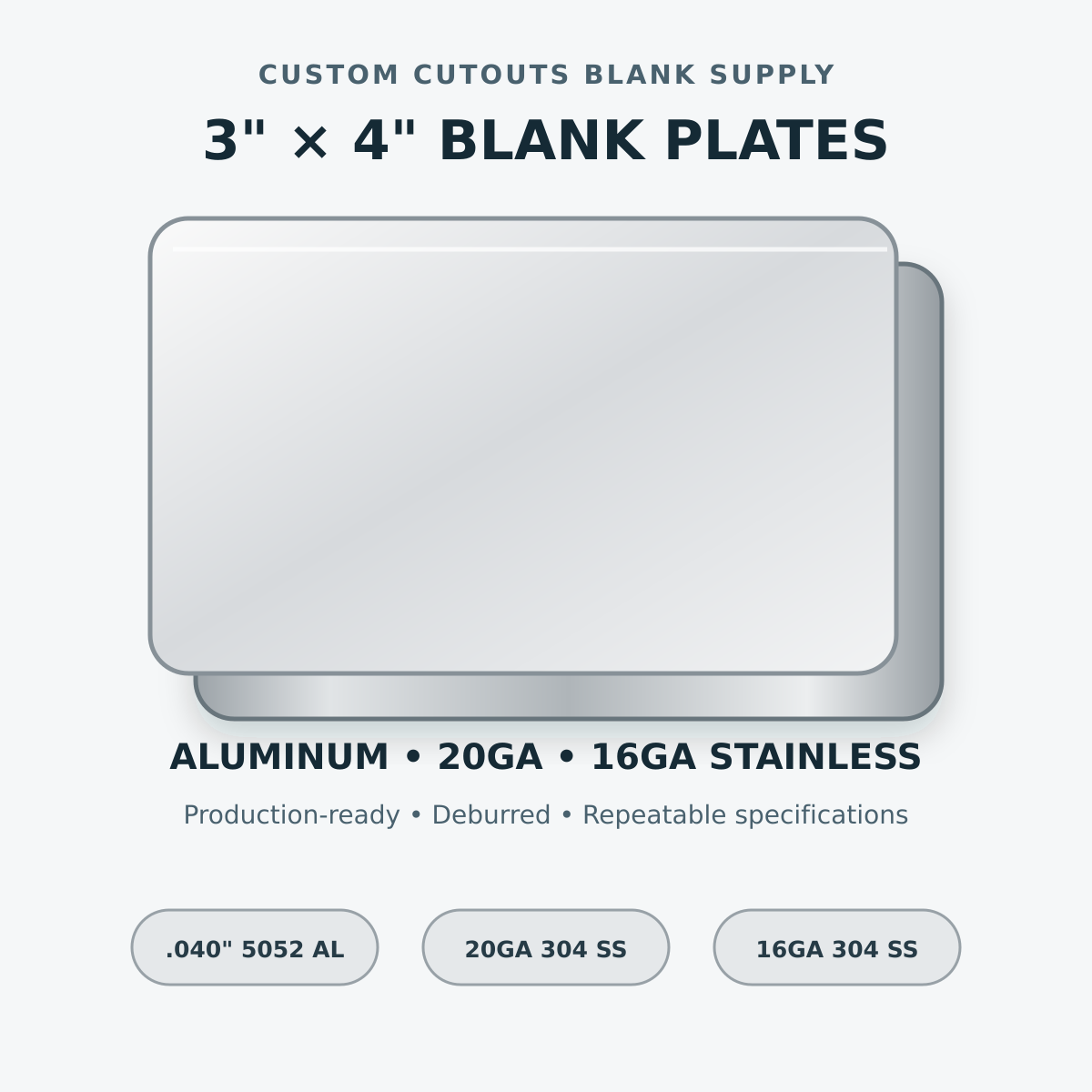 Blank metal plate catalog rendering