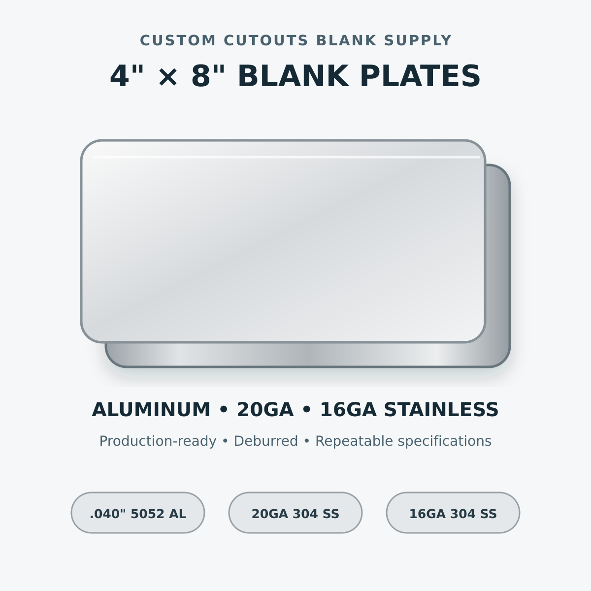 Blank metal plate catalog rendering