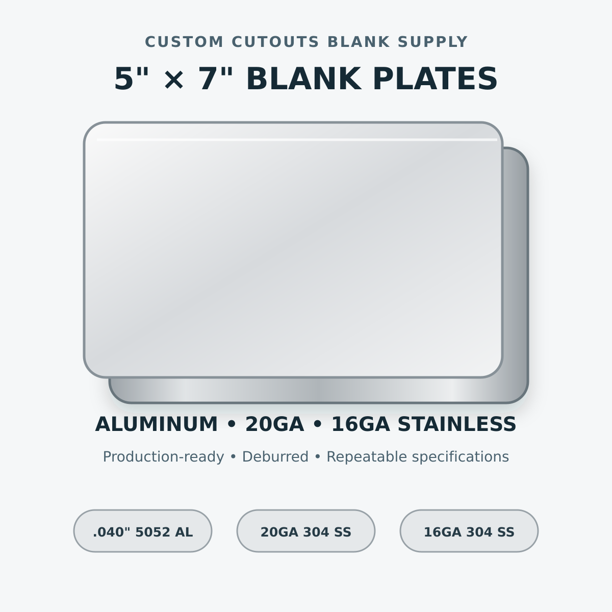 Blank metal plate catalog rendering