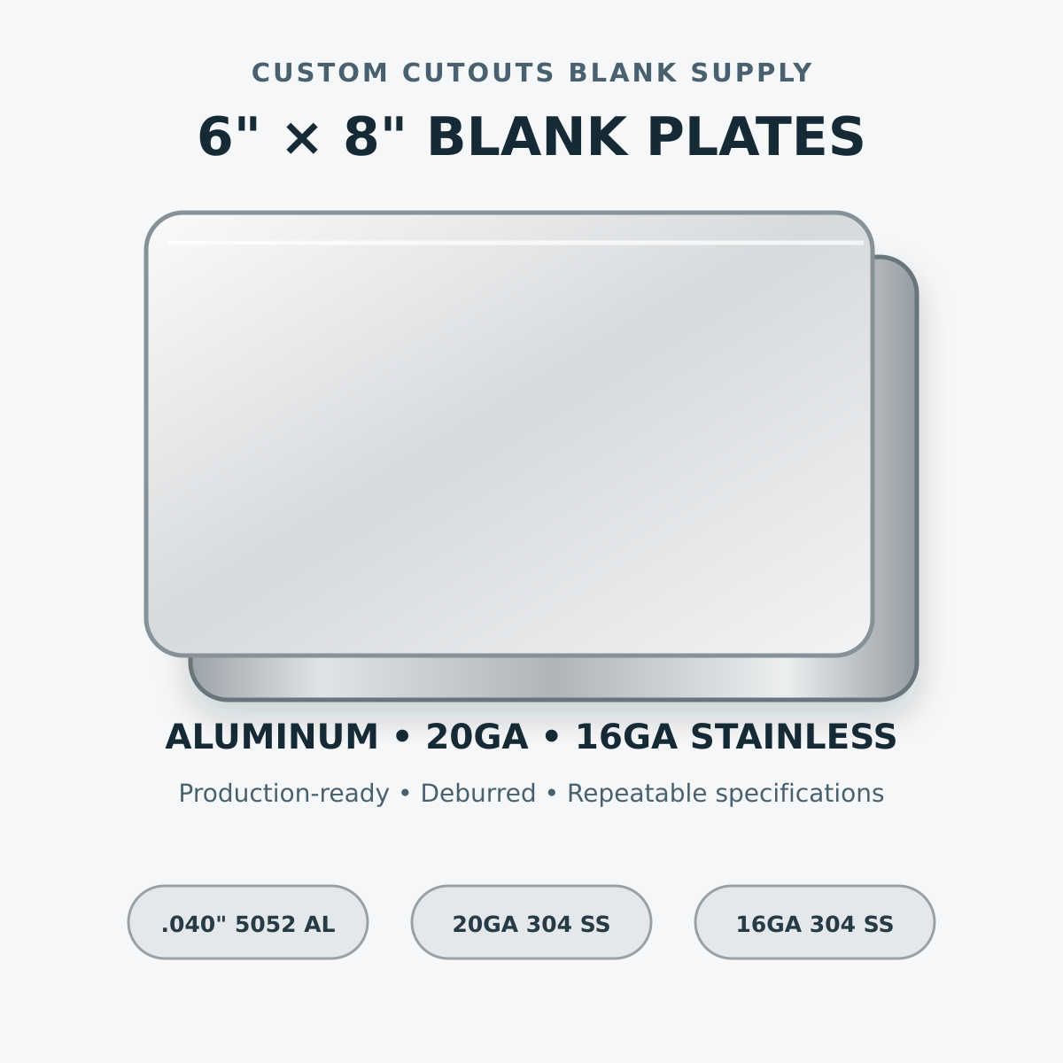 Blank metal plate catalog rendering