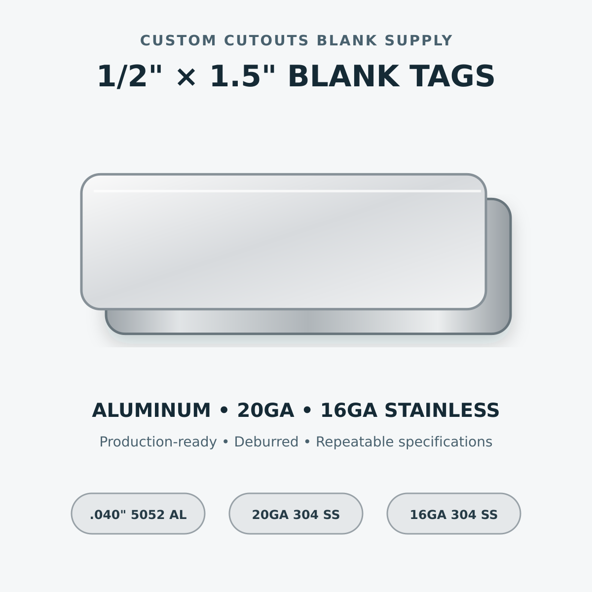 Blank metal tag catalog rendering