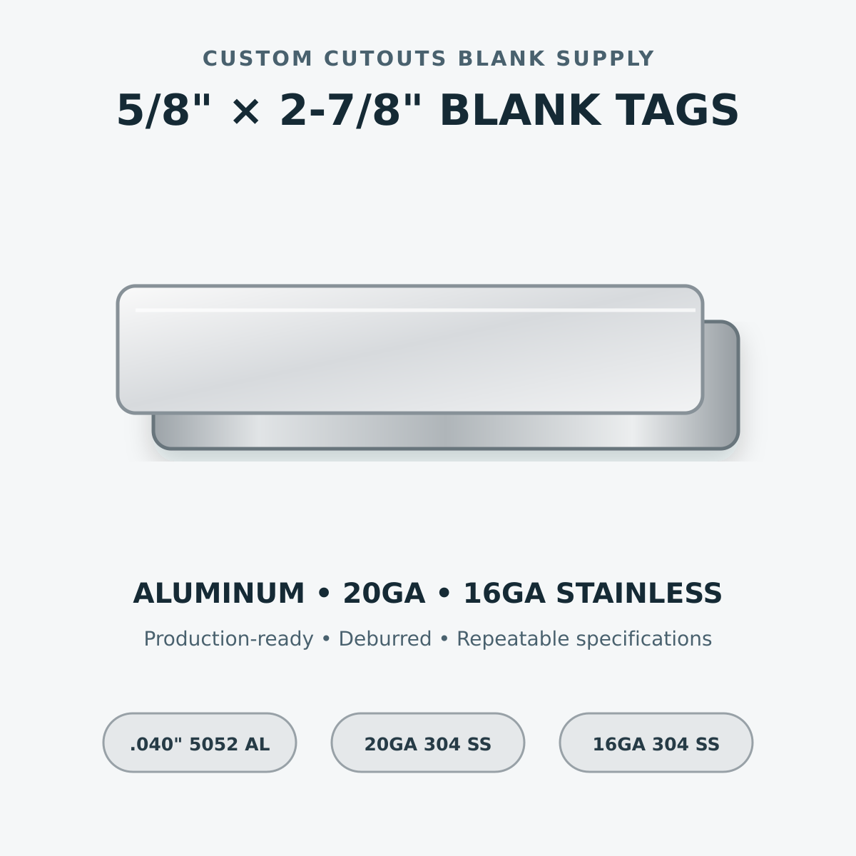 Blank metal tag catalog rendering