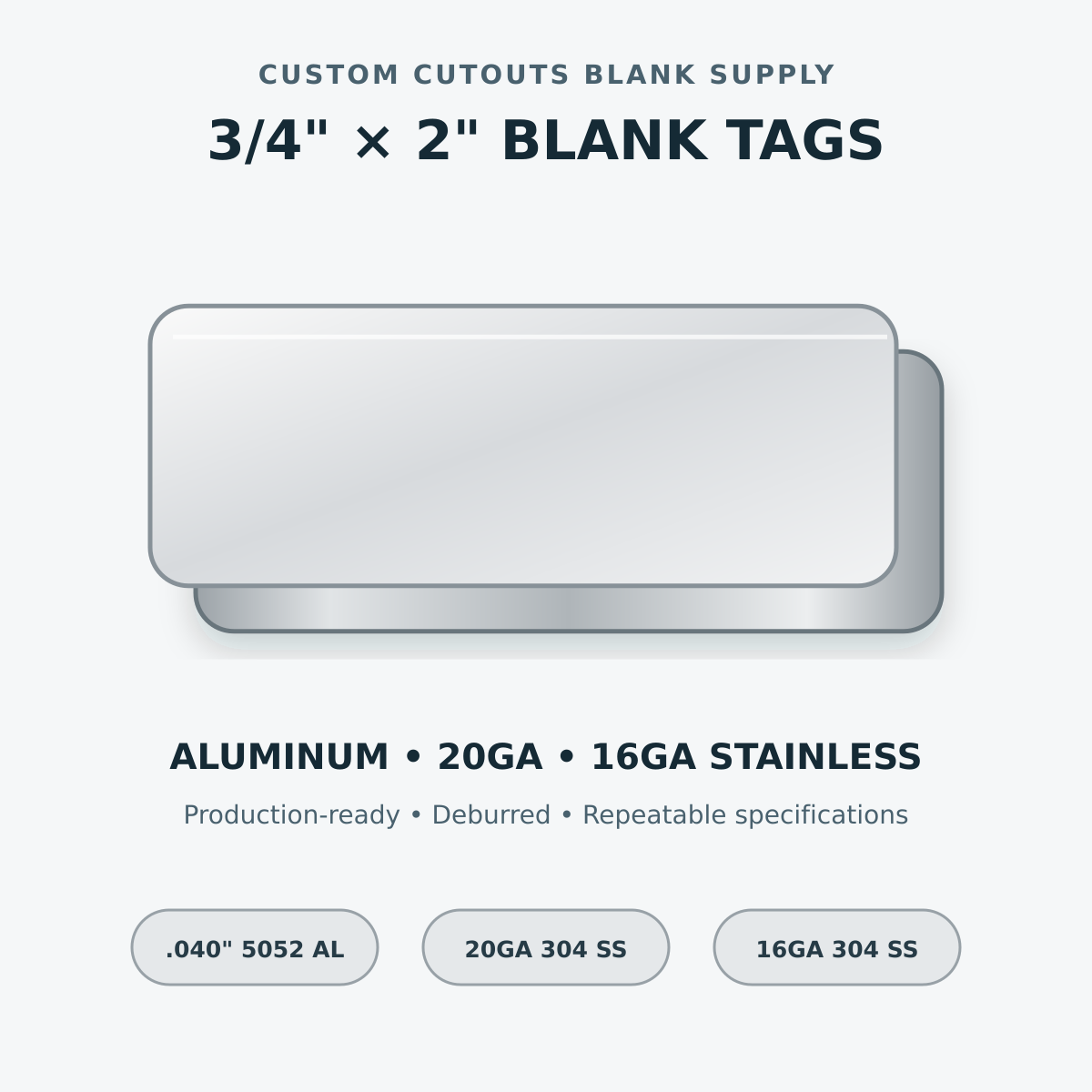 Blank metal tag catalog rendering