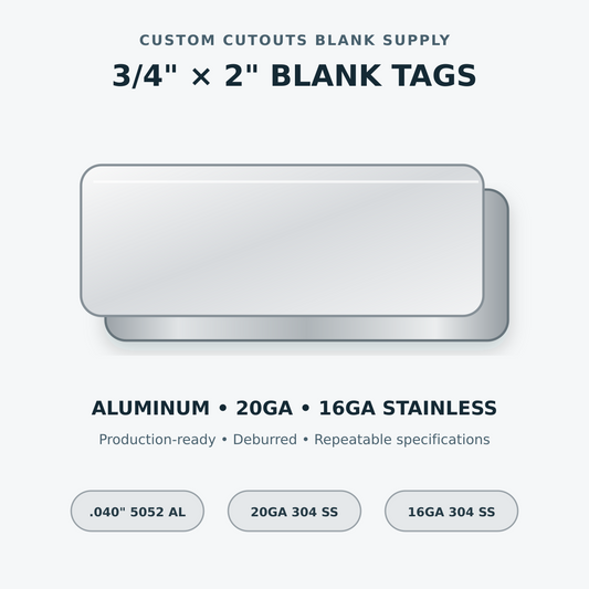 Blank metal tag catalog rendering