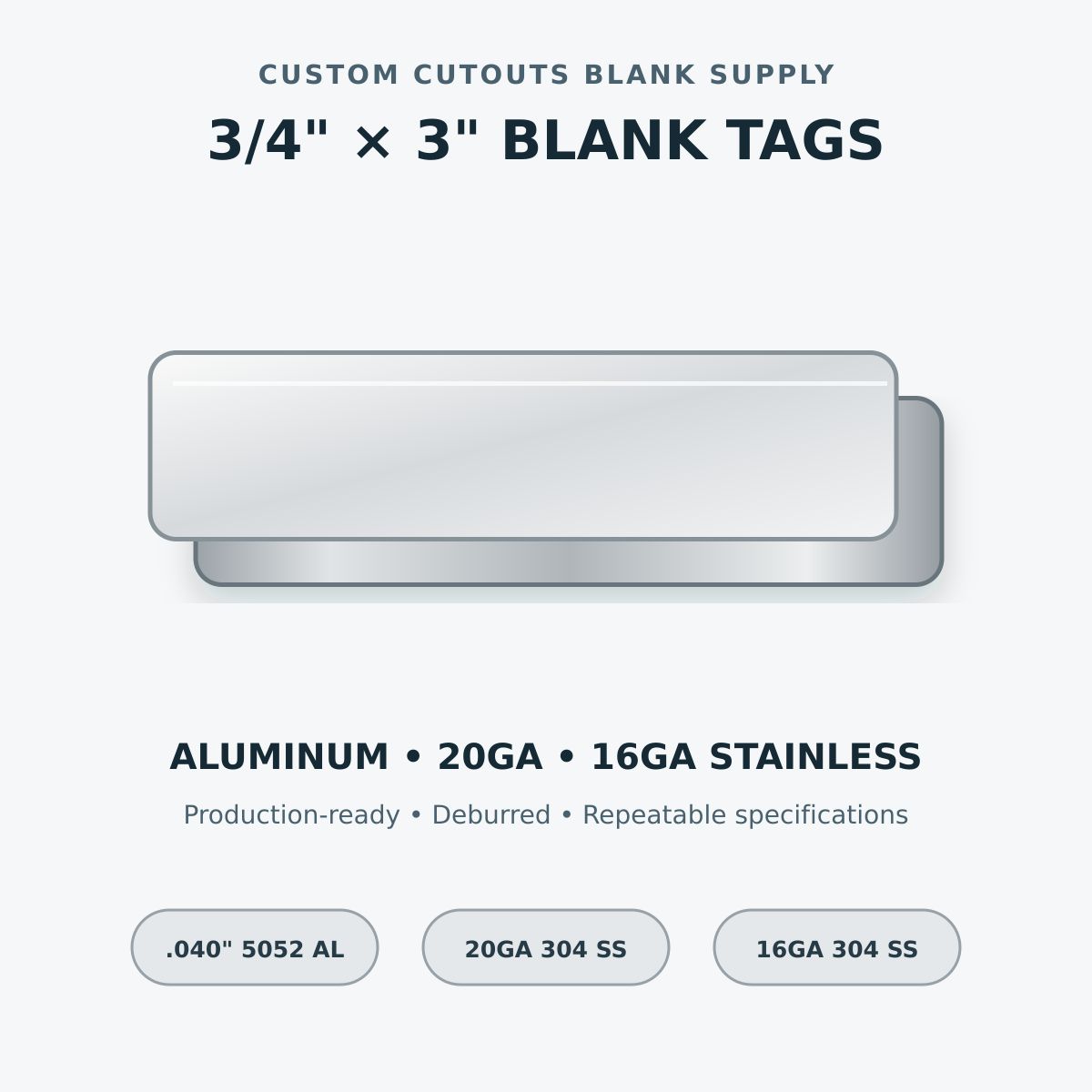 Blank metal tag catalog rendering
