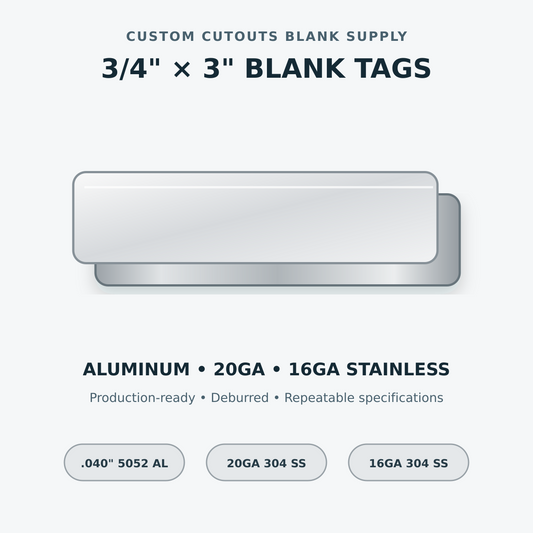 Blank metal tag catalog rendering