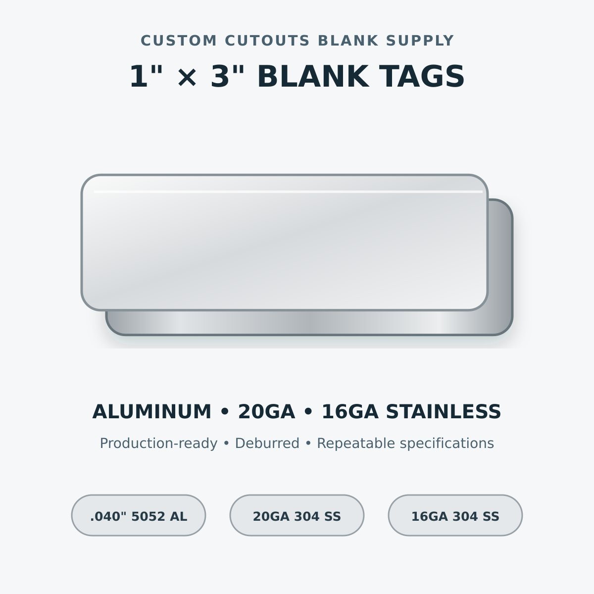 Blank metal tag catalog rendering