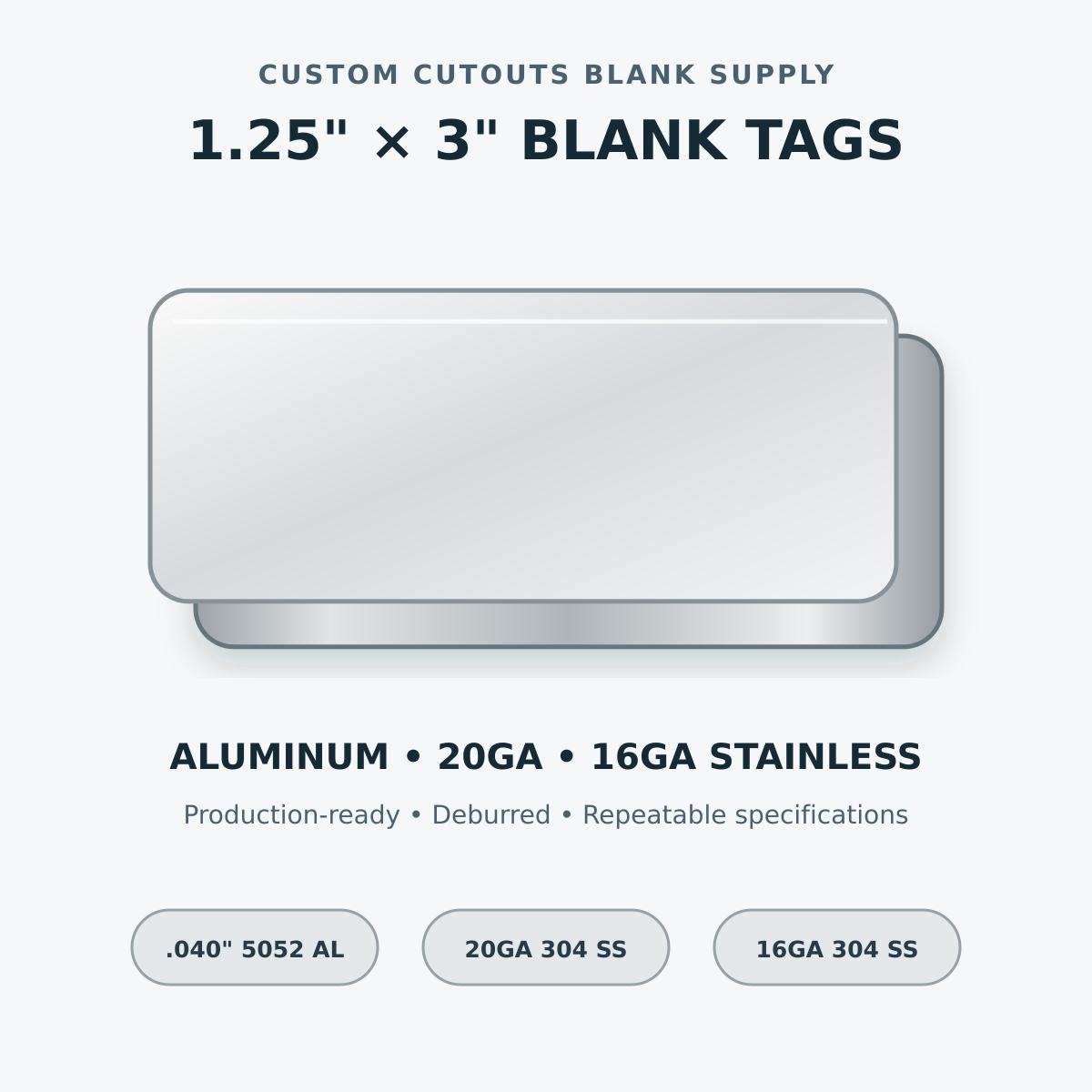 Blank metal tag catalog rendering
