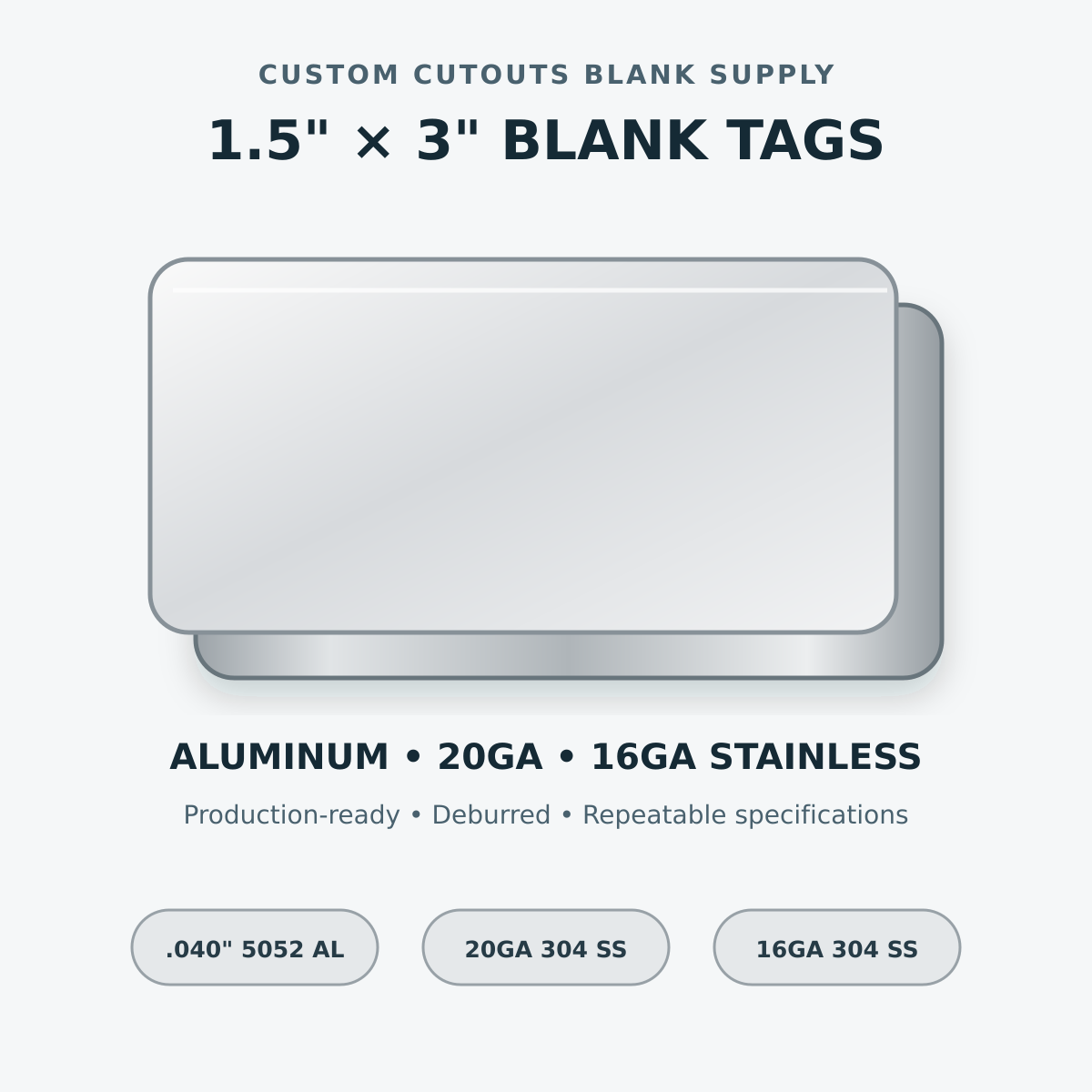 Blank metal tag catalog rendering