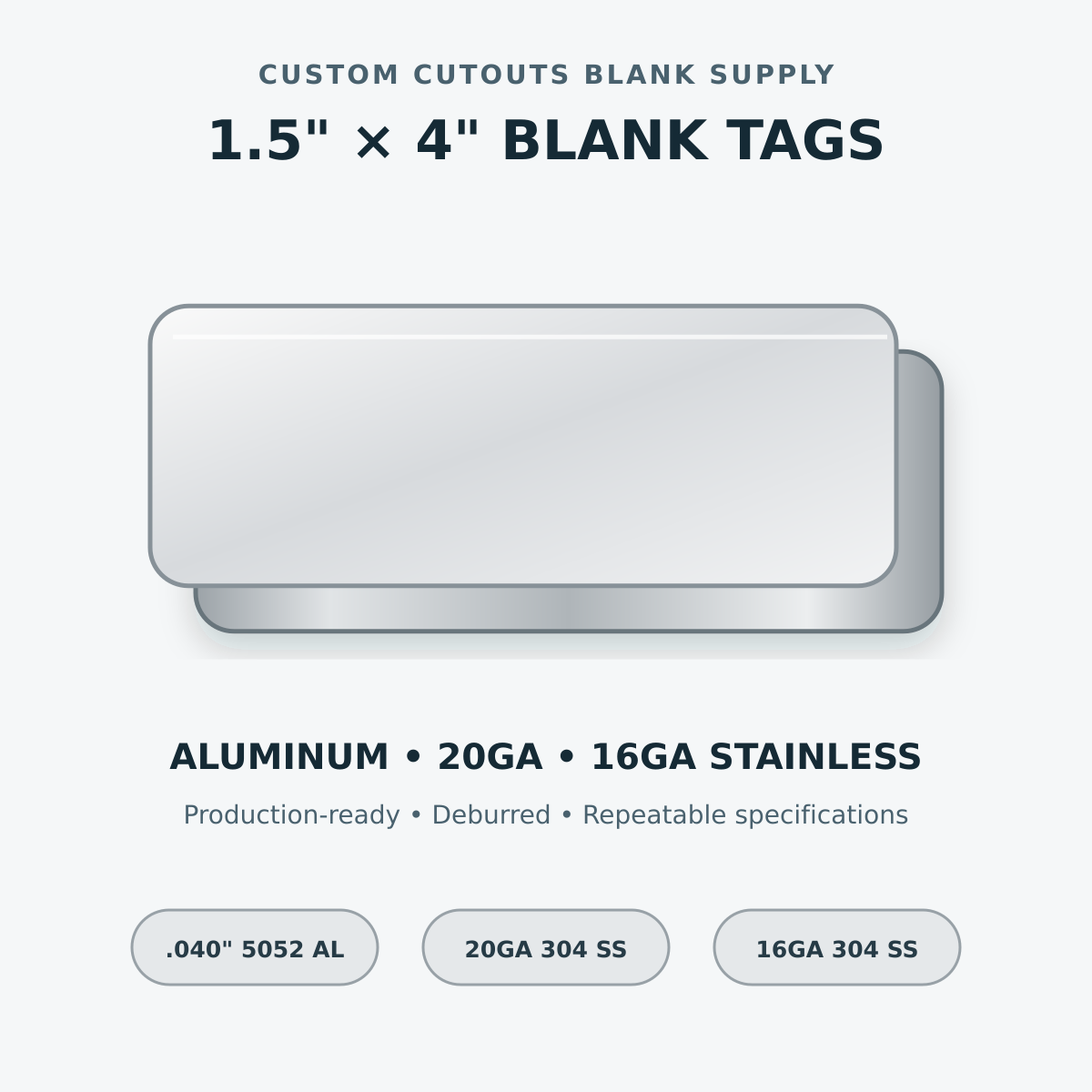 Blank metal tag catalog rendering
