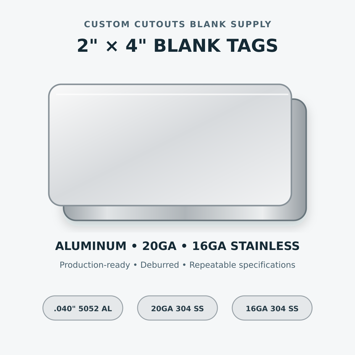 Blank metal tag catalog rendering