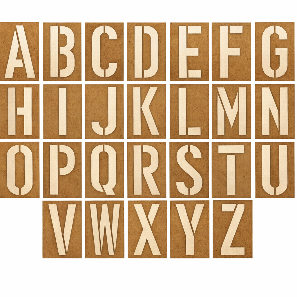 Alphabet Stencil Set A–Z – Industrial Oilboard Letter Stencils for Painting & Marking