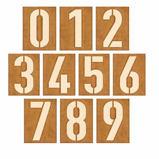Large Number Stencil Set 0–9 – Industrial Oilboard Stencils